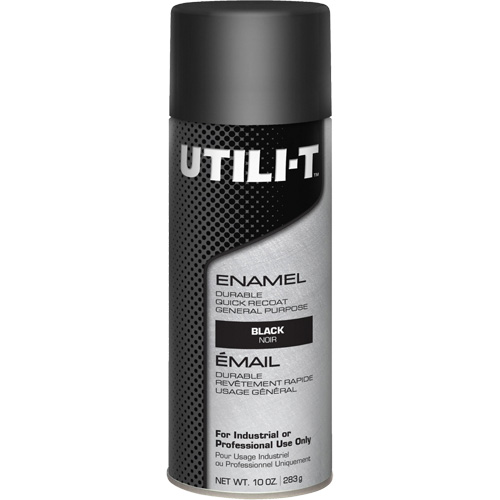 UTILI-T General Purpose Enamel Spray Paint, Black, Gloss, 10 oz./283 g, Aerosol Can TGS INDUSTRIEL