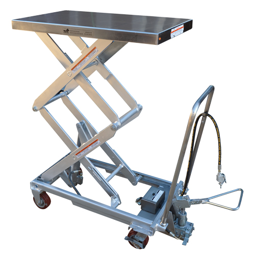 Pneumatic Hydraulic Scissor Lift Table, Stainless Steel, 32-1/2" L x 19-3/4" W, 1000 lbs. Cap. TGS INDUSTRIEL