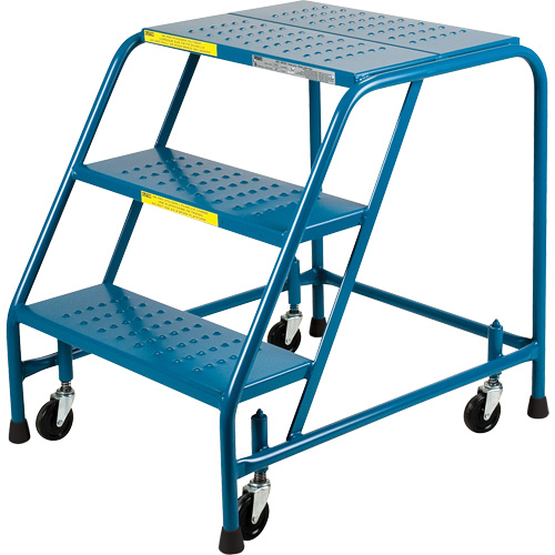 CSA-Certified Rolling Step Ladder, 3 Steps, 22" Step Width, 28" Platform Height, Steel TGS INDUSTRIEL