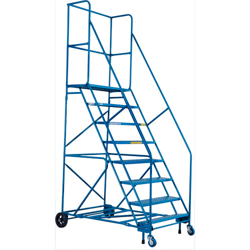 CSA-Certified Rolling Step Ladder with Locking Step, 8 Steps, 30" Step Width, 72" Platform Height, Steel TGS INDUSTRIEL