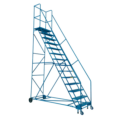 Escabeau roulant certifi&eacute; par la CSA avec pied verrouillable, 14 marches, Largeur de la marche 30", Hauteur de la plateforme 128", Acier TGS INDUSTRIEL