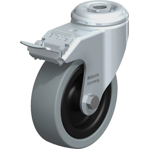 Roulette pour usage l&eacute;ger, Pivotant avec frein, 4" (101,6 mm), Caoutchouc plein, 242 lb (110 kg) TGS INDUSTRIEL