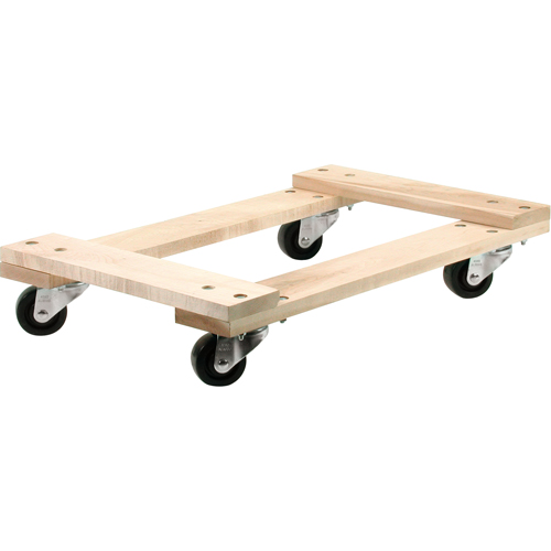 Chariots en Bois Franc - usage moyen, Roues en Polyol&eacute;fine, Capacit&eacute; de 900 lb, 18" la x 30" p x 7" h TGS INDUSTRIEL