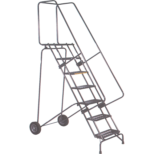 Fold-N-Store Rolling Ladders, 8 Steps, Perforated, 80" High TGS INDUSTRIEL