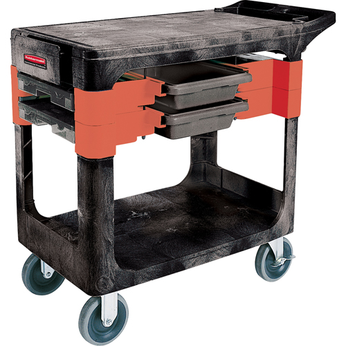 Chariots &agrave; outils d'entretien, 2 tiroirs, 38" lo x 19-1/4" la x 33-3/8" h, Noir TGS INDUSTRIEL