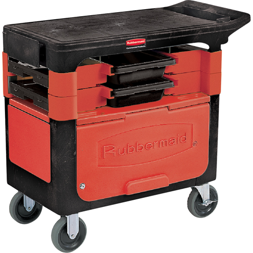 Chariots de travail Trades a/compartiment, 2 tiroirs, 38" lo x 19-1/4" la x 33-3/8" h, Noir TGS INDUSTRIEL