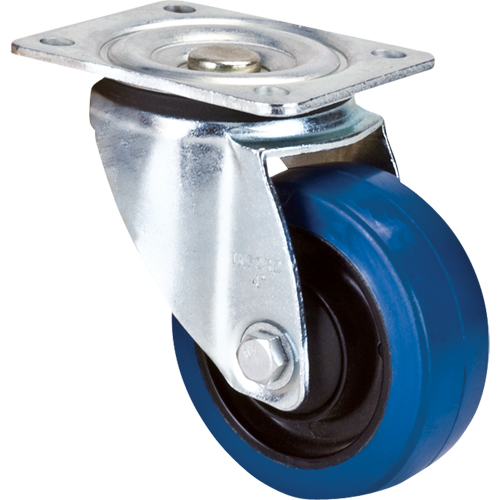Roulette bleue, Pivotant, 4" (101,6 mm), Caoutchouc, 350 lb (158,8 kg) TGS INDUSTRIEL