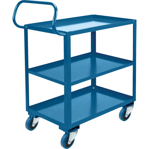 Chariot ergonomique &agrave; tablettes, 800 lb Capacit&eacute;, Acier, 20" la x 37" ha x 32" p, Bordure vers le haut TGS INDUSTRIEL