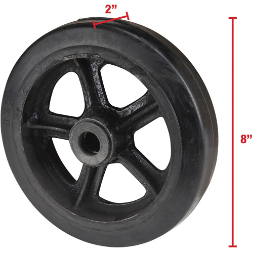 Roue en caoutchouc moul&eacute;, 8" (203 mm) dia. x 2" (51 mm) la, Capacit&eacute; de 400 lb (181 kg) TGS INDUSTRIEL