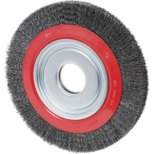 Crimped Wire Wheel, 6" Dia., 0.02" Fill, 1/2"/2"/5/8" Arbor TGS INDUSTRIEL