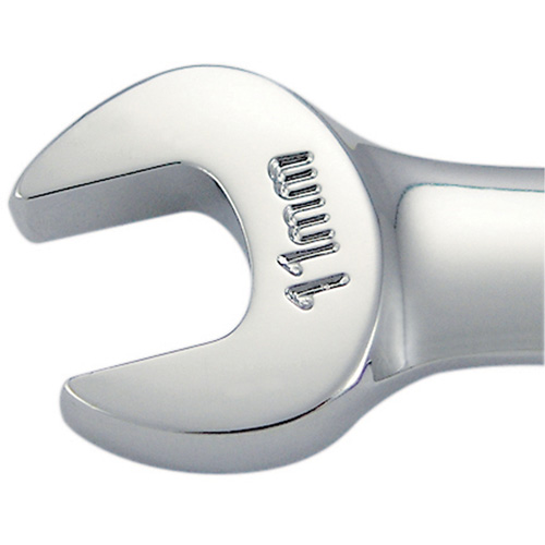 Cl&eacute; mixte &agrave; cliquet &agrave; motif long non r&eacute;versible, 11 mm, Fini Chrome TGS INDUSTRIEL