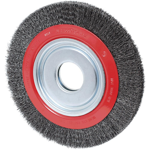 Crimped Wire Wheel, 8" Dia., 0.007" Fill, 1/2"/2"/5/8" Arbor TGS INDUSTRIEL