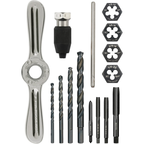 Tap and Die Set with Hex-Lok 2-in-1 Handle, 15 Pieces TGS INDUSTRIEL