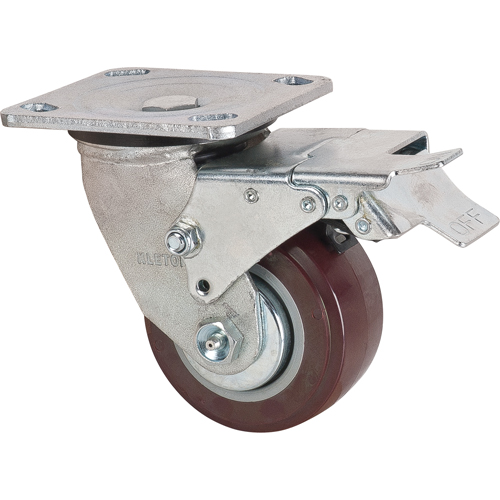 Roulette, Pivotant avec frein, 4" (101,6 mm), Polyur&eacute;thane,  TGS INDUSTRIEL