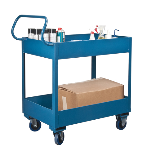 Chariots de service &agrave; bordure profonde, 2 Tiers, 24" la x 47" h x 36" p, Capacit&eacute; 1200 lb TGS INDUSTRIEL