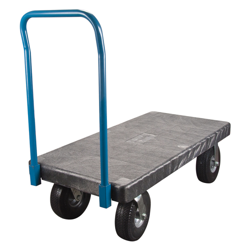 Plastic Platform Truck, 48" L x 24" W, 1000 lbs. Cap., Pneumatic Wheels TGS INDUSTRIEL