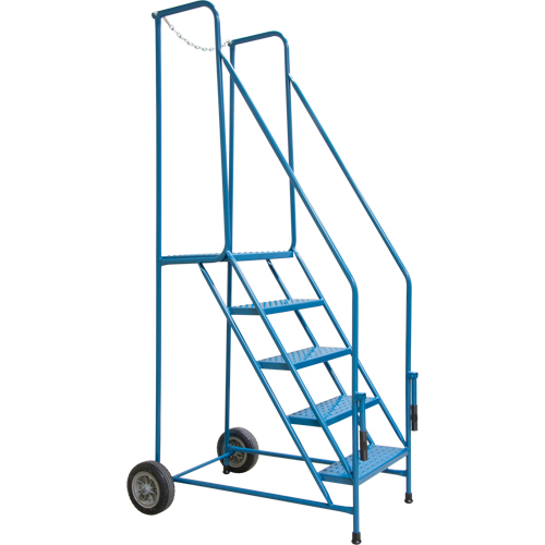 Escabeau roulant avec rails pour acc&egrave;s &agrave; une remorque, 4 marches, Largeur de la marche 22", Hauteur de la plateforme 37", Acier TGS INDUSTRIEL