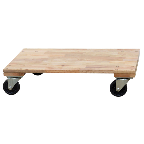 Socle roulant &agrave; plateforme en bois solide, Roues en Caoutchouc, Capacit&eacute; de 1200 lb, 24" la x 36" p x 7" h TGS INDUSTRIEL