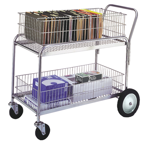 Chariot de bureau en treillis m&eacute;tallique pour le courrier, 250 lb Capacit&eacute;, Chrome, 23-3/4" p x 43" la x 38-1/2" h, Chrom&eacute; TGS INDUSTRIEL