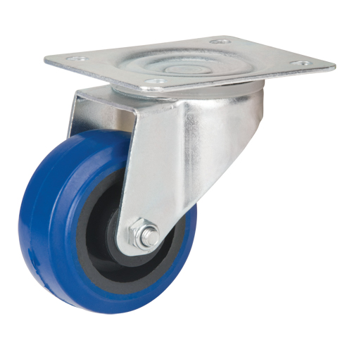Roulette bleue, Pivotant, 3" (76 mm), Caoutchouc, 285 lb (129 kg) TGS INDUSTRIEL