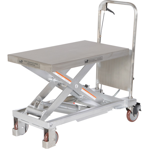 Manual Hydraulic Scissor Lift Table, 32-1/2" L x 19-1/2 W, Partial Stainless Steel, 1000 lbs. Capacity TGS INDUSTRIEL