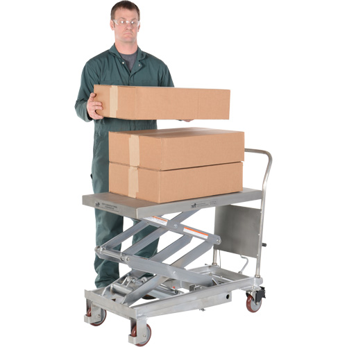 Manual Hydraulic Scissor Lift Table, 35-1/2" L x 20" W, Partial Stainless Steel, 800 lbs. Capacity TGS INDUSTRIEL