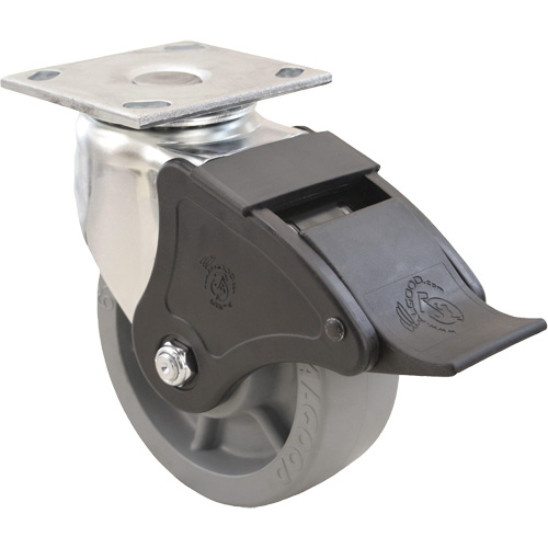 Roulette Emaxx, Pivotant avec frein, 4" (101,6 mm), Envirothane, 1000 lb (453,6 kg) TGS INDUSTRIEL