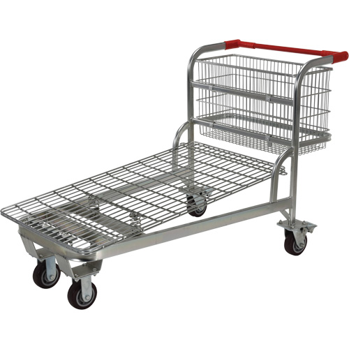 Nestable Wire Cart, Steel, 28-3/4" x 37-1/16" x 59-5/8", 275 lbs. Capacity TGS INDUSTRIEL