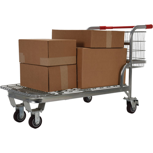 Nestable Wire Cart, Steel, 28-3/4" x 37-1/16" x 59-5/8", 275 lbs. Capacity TGS INDUSTRIEL