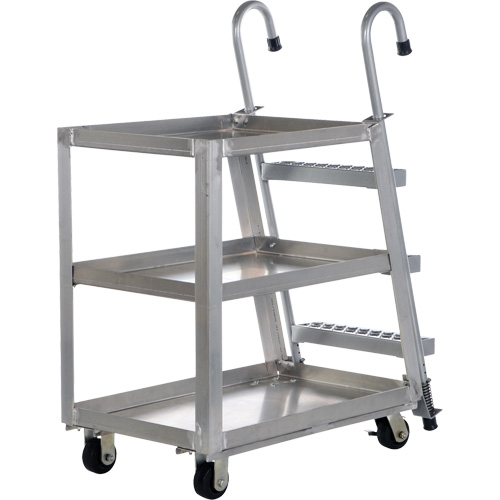 Chariot de pr&eacute;l&egrave;vement de stock, Aluminium, 21-7/8" la x 40" p, 3 tablettes, Capacit&eacute; 660 lb TGS INDUSTRIEL
