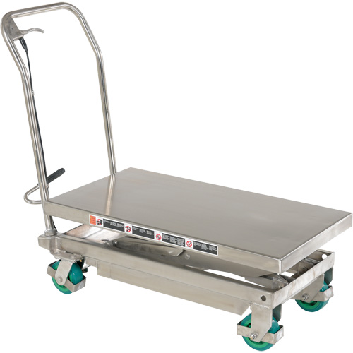 Manual Hydraulic Scissor Lift Table, 36-1/4" L x 19-3/8" W, Stainless Steel, 600 lbs. Capacity TGS INDUSTRIEL