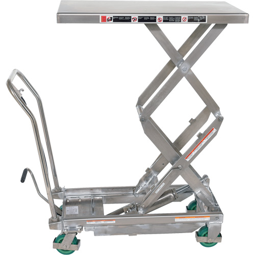 Manual Hydraulic Scissor Lift Table, 36-1/4" L x 19-3/8" W, Stainless Steel, 600 lbs. Capacity TGS INDUSTRIEL