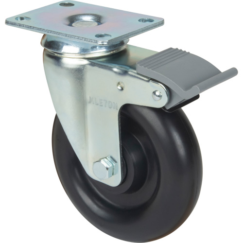 Caster, Swivel with Brake, 5" (127 mm), Polyolefin, 250 lbs. (113.4 kg) TGS INDUSTRIEL