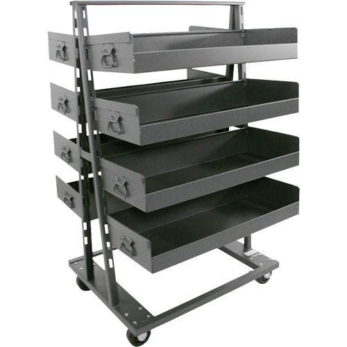 Double-Sided Heavy Duty A-Frame Cart with 8 Large Lipped Trays, 38" x 30" x 63", 2500 lbs. Capacity TGS INDUSTRIEL