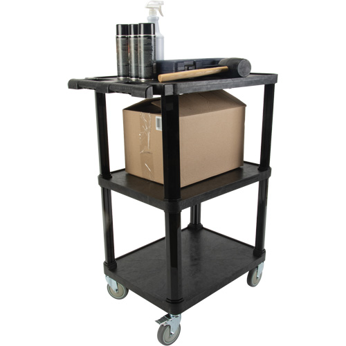 Utility Cart with Flat Shelf, 3 Tiers, 18-1/8" x 37-3/8" x 27-3/4", 330 lbs. Capacity TGS INDUSTRIEL