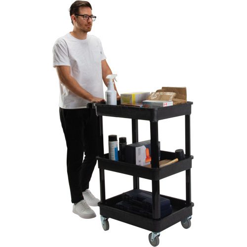 Utility Cart with Deep Lip Shelf, 3 Tiers, 19" x 39-1/2" x 28-1/4", 330 lbs. Capacity TGS INDUSTRIEL