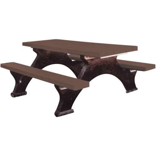 Tables de pique-nique en plastique recycl&eacute;, 8' lo x 62-1/4" la, Brun TGS INDUSTRIEL