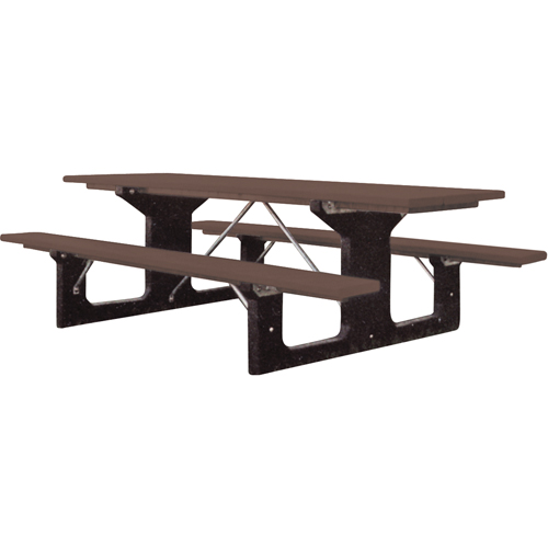 Tables de pique-nique en plastique recycl&eacute;, 6' lo x 61-1/2" la, Brun TGS INDUSTRIEL