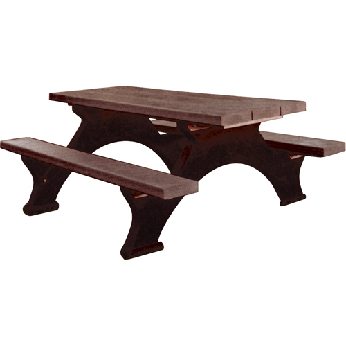Tables de pique-nique en plastique recycl&eacute;, 8' lo x 61-1/2" la, Brun TGS INDUSTRIEL