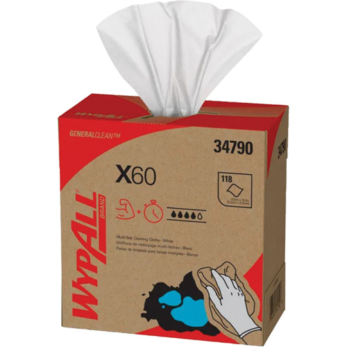 WypAll&reg; X60 Wipers, All-Purpose, 16-3/4" L x 8-3/8" W TGS INDUSTRIEL