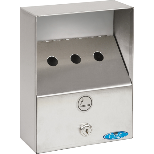 Cendriers, Montage mural, Acier inoxydable, Capacit&eacute; 1 litre, Hauteur 9" TGS INDUSTRIEL