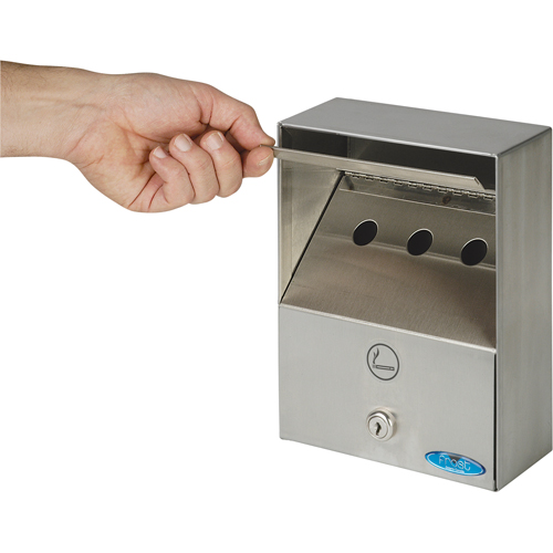 Smoking Receptacles, Wall-Mount, Stainless Steel, 1 Litres Capacity, 9" Height TGS INDUSTRIEL
