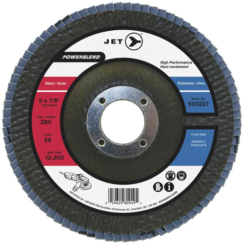POWERBLEND Flap Disc, 4-1/2" x 7/8", Type 29, Z80 Grit, Zirconia Alumina TGS INDUSTRIEL