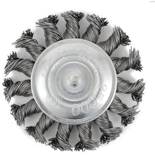 EKR275-20 Shaft-Mounted Knot Twisted Radial Brush, 3", .02" Fill, 1/4" Shank TGS INDUSTRIEL