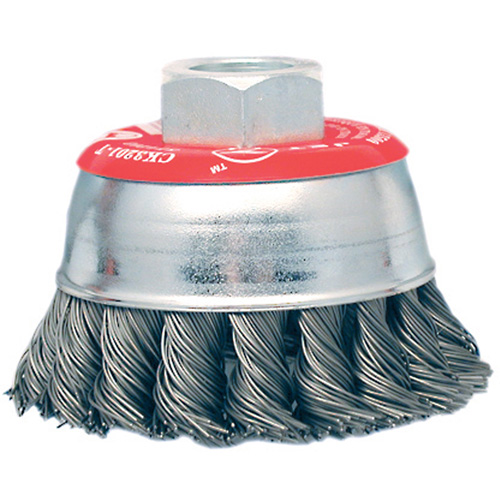 Brosse boisseau &agrave; fils li&eacute;s et nou&eacute;s &agrave; haute performance, 3" dia. x 10mm x 1,25" arbre TGS INDUSTRIEL