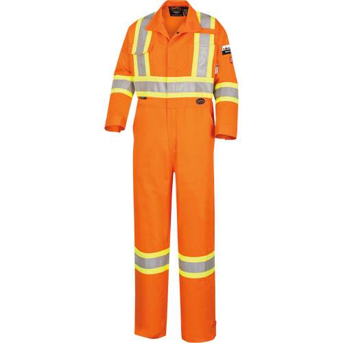 5555 High Visibility FR Rated & Arc Rated Safety Coveralls, Size 36, High Visibility Orange, 11 cal/cm² TGS INDUSTRIEL