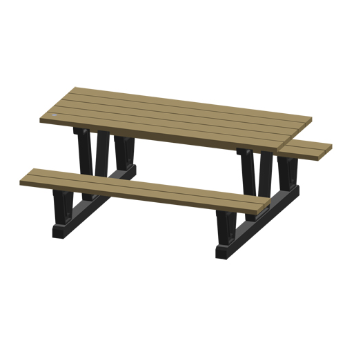 Recycled Plastic Outdoor Picnic Tables, 72" L x 60-5/16" W, Sand TGS INDUSTRIEL