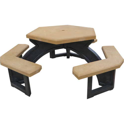 Recycled Plastic Hexagon Picnic Tables, 78" L x 78" W, Cedar TGS INDUSTRIEL