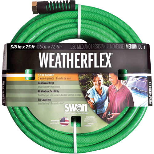 Weatherflex Medium Duty Garden Hoses, Vinyl, 5/8" dia. x 75' TGS INDUSTRIEL