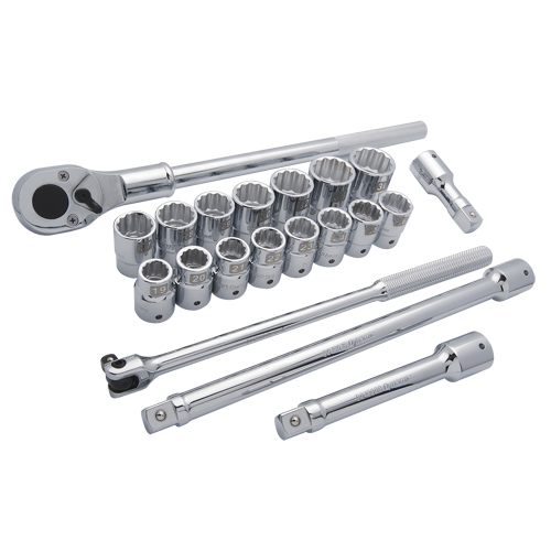 Metric Socket Set, 20 Pcs, 3/4" Drive Size TGS INDUSTRIEL
